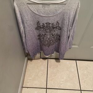 Chico's Lavender Long Sleeve Top with Ornate Design